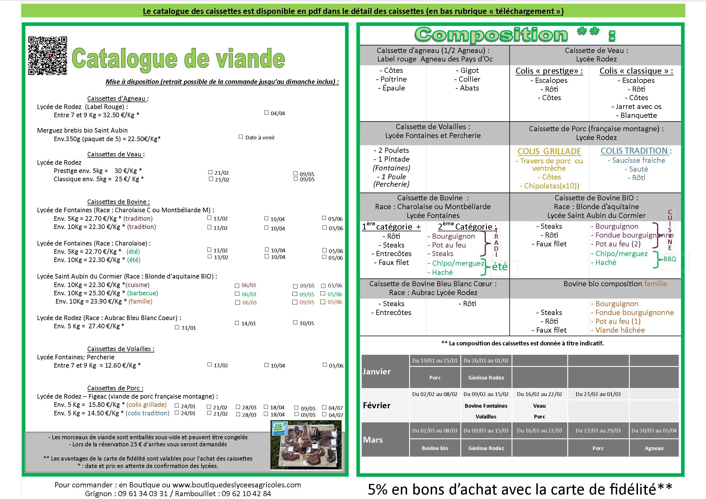 Caissettes de viande